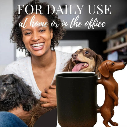 Handmade Dachshund Mug Creative 3d Animal Resin Coffee Cup With Dog Shape Handle 11oz Funny Novelty Memorial Art Mugs Gifts