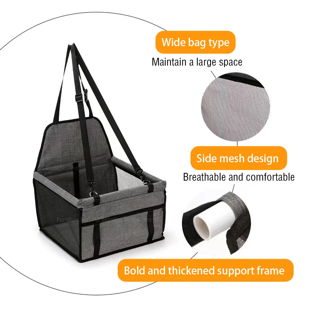 Dog car seat cover foldable hammock pet harness cat bag basket stable and foldable travel pet dog and cat safety car seat