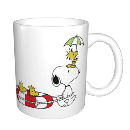 Manga Snoopy Woodstock Cartoon Dog Coffee Mug DIY Customized Ceramic Tea Milk Mug