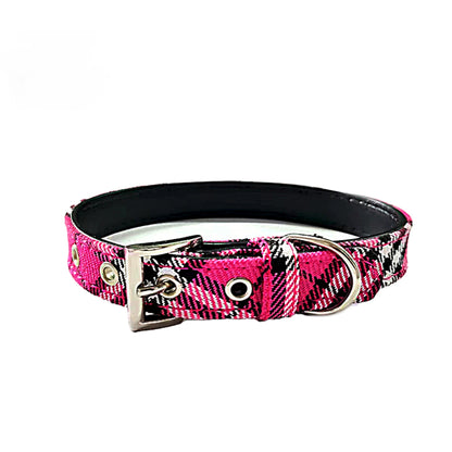 the PLAID PAWS CLASSIC COLLAR - Pet Collar Plaid Cloth Dog Collar, Classic PU Dog Walking, Dog Pet Supplies, Four Seasons Outing
