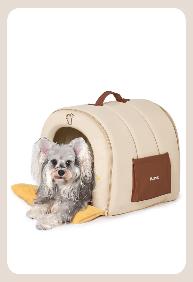 HOOPET Enclosed Dog Bed for Anxiety, Self Warming Calming Pet Tent with Removable Plush Mat, Washable Large Indoor House