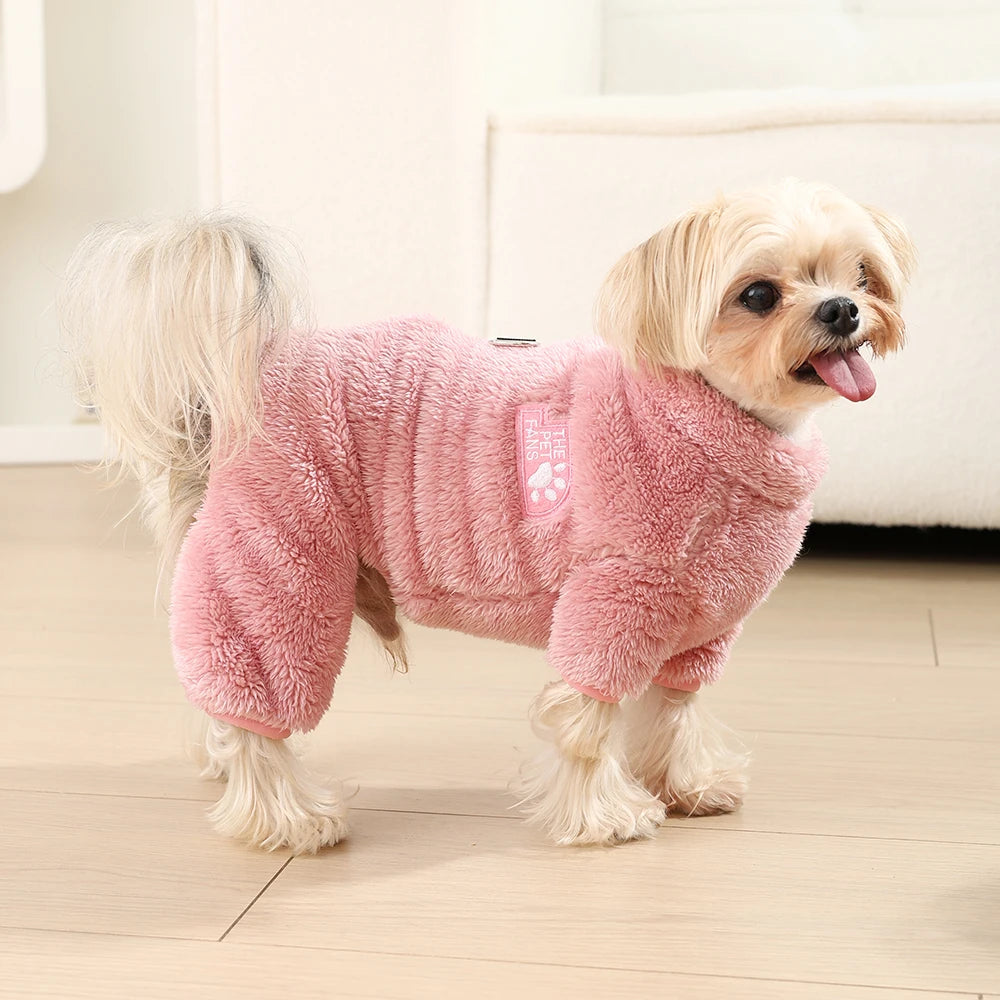Winter Dog Clothes For Small Medium Dogs Warm Fleece Pet Jumpsuit Pajamas Yorkie Pug Nightshirt Onesie Boy Girls Puppy Overalls