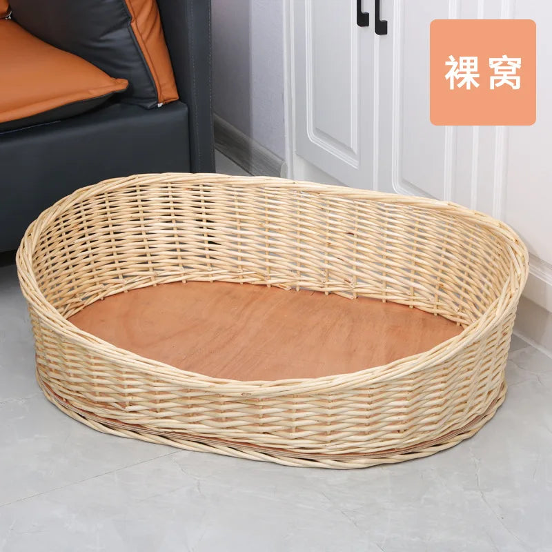 Willow Vine Weaving Dog House Summer Cool Cat Bed Four Season Universal Small Dog Pet Nest Summer Sleeping Mat Teddy Dog Bed