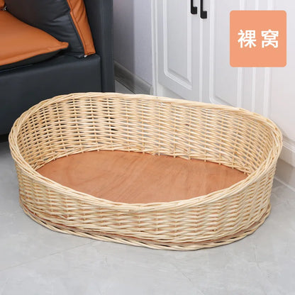 Willow Vine Weaving Dog House Summer Cool Cat Bed Four Season Universal Small Dog Pet Nest Summer Sleeping Mat Teddy Dog Bed