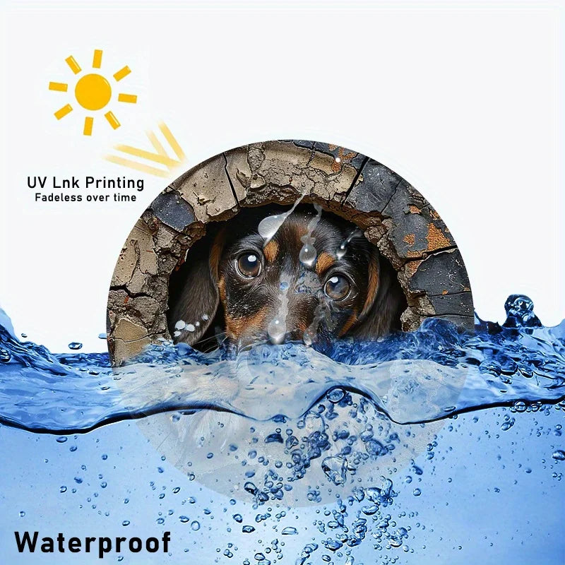 Dachshund in The Wall Metal Sign - Waterproof Decorative Plaque for Home, Garden, or Garage with Holes for Easy Installation