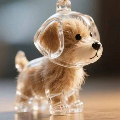Clear Puppy Hair Memorial Keepsake Capsule Pet's Dog Fur Storage Container Pendant Keychain Decor Pet Lovers Home Display Gifts