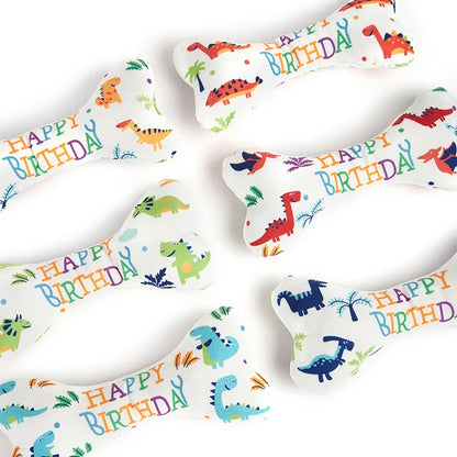 the BIRTHDAY BONE - Dog Toys, Bone Bite Resistant Interactive Toys, Relieve Emotions Squeaking Sound Plush Chew, Vocalize Toys - Birthday Gift