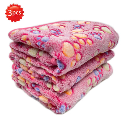 3PCS Soft Flannel Fleece Cat Dog Blanket Bed Mats Paw Foot Print Warm Pet Blanket Sleeping Beds Cover Mat For Pets Supplies