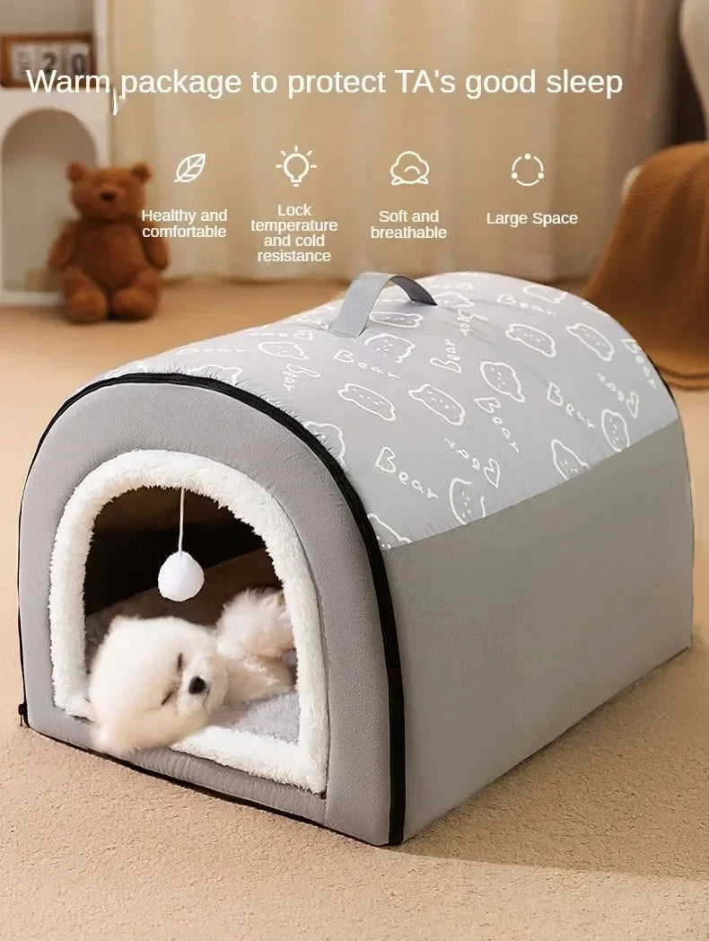 Winter Warm Foldable Pet House Removable Washable Dog Kennel Puppy Cave Sofa Pet Bed House for Large Dog and Small & Medium Cats