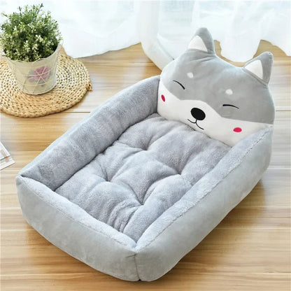 Cute Cartoon Pet Beds for Small Medium Dogs Winter Warm Puppy Cat Sofa Bed Washable Chihuahua Bulldog Kennel Mascotas Supplies
