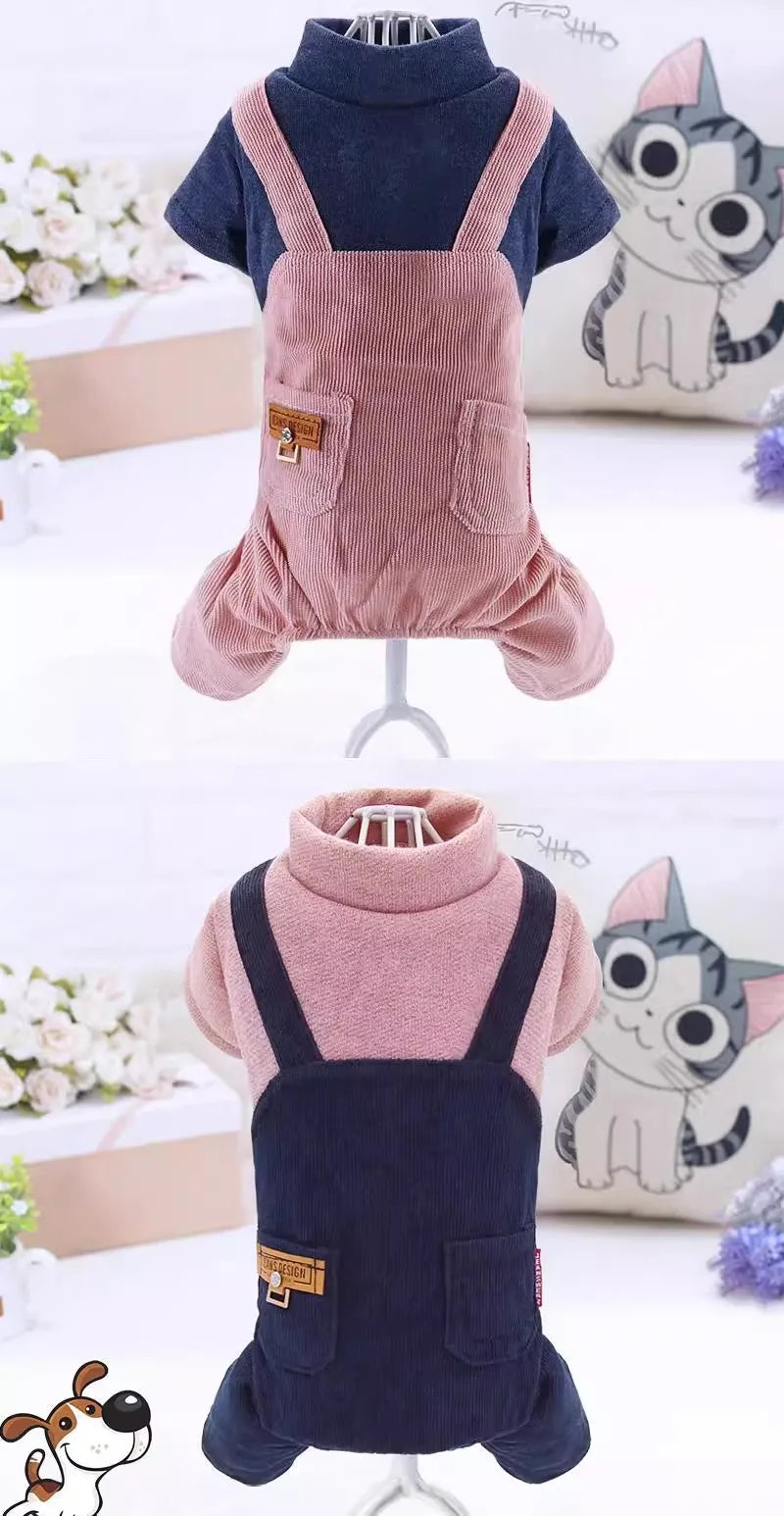 Pet clothing, dog four-legged hoodie, new autumn and winter Pomeranian Teddy with fleece Corgi Bichon Frise puppy clothing