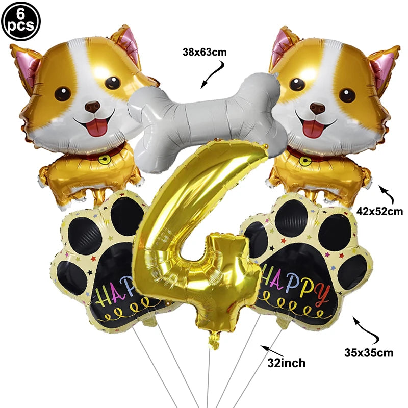 Dog Balloon Corgi Husky Puppy Foil Balloon Dog Paw Ballon Paw Print Balloons Dog Balloon for Puppy Birthday Decorations Supplies
