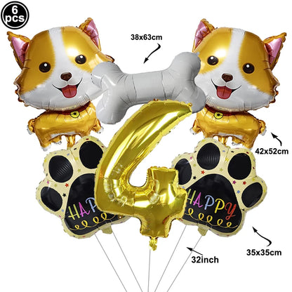 Dog Balloon Corgi Husky Puppy Foil Balloon Dog Paw Ballon Paw Print Balloons Dog Balloon for Puppy Birthday Decorations Supplies