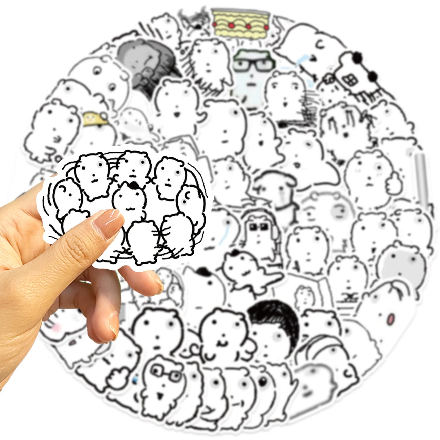 72 Sheets Swollen Eye Cat Stickers Black Sketch Cute Animal Water Cup Computer Mobile Phone Decoration Waterproof Stickers