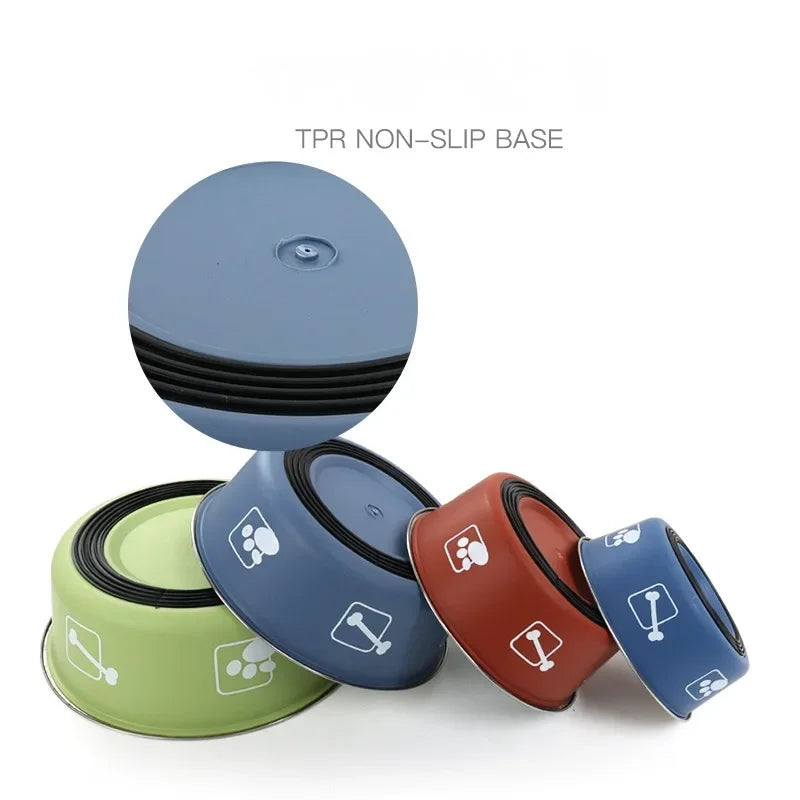 Stainless Steel Pet Bowl Double Layer Thickened Durable Anti-slip Dog Bowl Anti-knock Over Dog Food Bowl Pet Feeder Water Basin