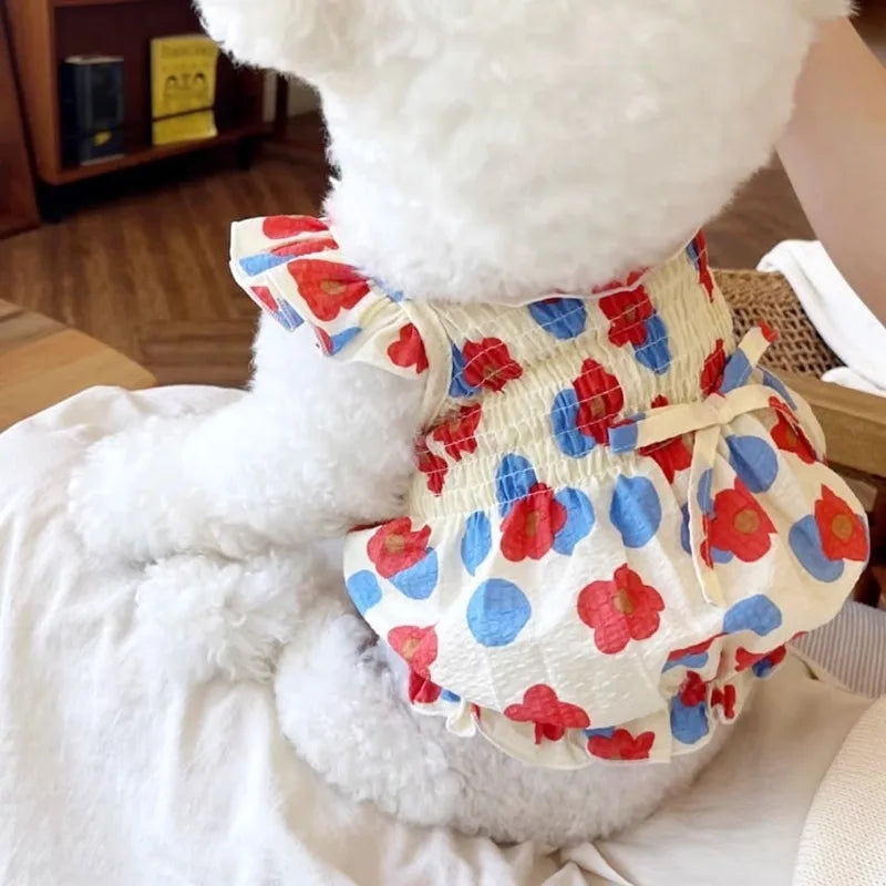 Floral Dog Dress Dog Summer Clothes Cute Cat Dog Princess Dresses Chihuahua Frnench Bulldog Bichon Girls Dog Costume Pet Skirt