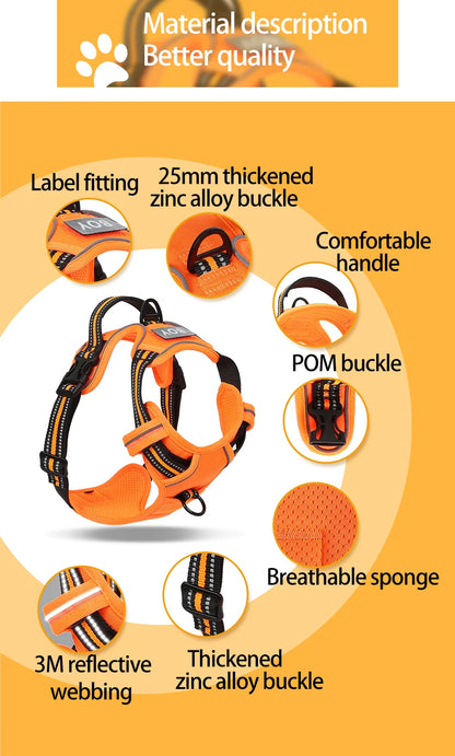 the REFLECTAGUARD PADDED HARNESS - Dog Harness, Pet Harness with Pull - 1 Leash Clip, Adjustable Padded Dog Vest, Reflective Non-Choking Pet Vest with Free Nameplate
