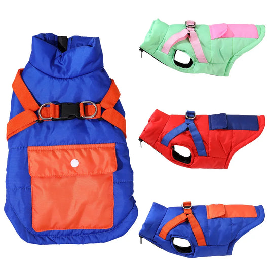 Pet Dog Jacket For Small Medium Dogs Cats With Harness Winter Warm Puppy Clothing Waterproof Coat Yorkshire Bulldog Pug Clothing