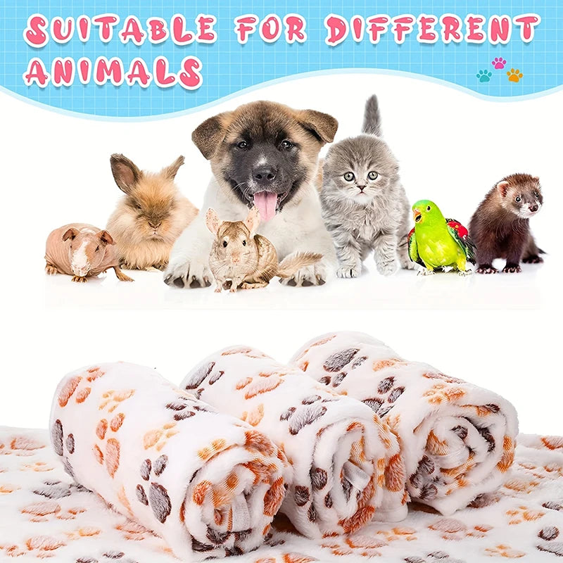 Pet Blanket with White Paw Print Pattern Flannel Blanket Soft and Fluffy Suitable for Dogs and Cats of Pet Blankets
