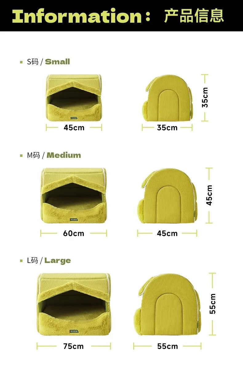 Dog Bed for Warmth in Winter, A Small Dog for A Sense of Security, and A Warm Dog House in Winter
