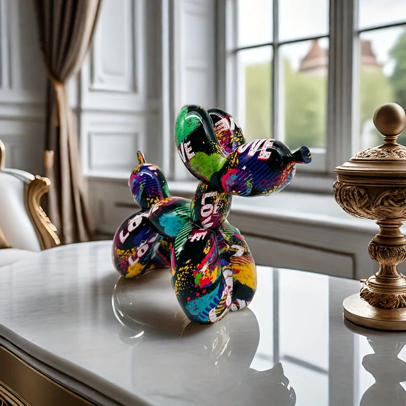 Resin LOVE Balloon Dog Statue,Hip-Hop Art Decor, Alphabet Animal Theme, Indoor & Outdoor Ornament for Valentine'S & Mother'S Day