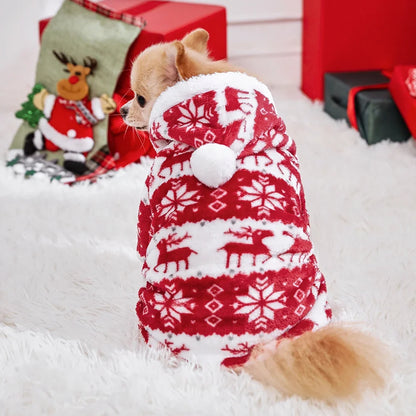 S-4XL Dog Pajamas for Small Medium Dogs Elk Printed Puppy Jumpsuit Winter Warm Pet Christmas Clothing Coral Velvet Sleepwear