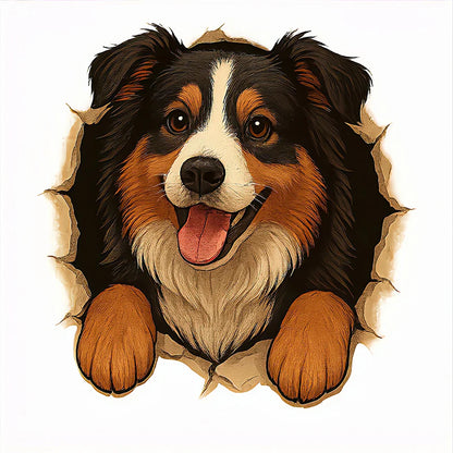 Australian Shepherd Car Sticker – Funny Peeking Dog Vinyl Decal, Waterproof Pet Lover Decoration for Vehicles,window,wall