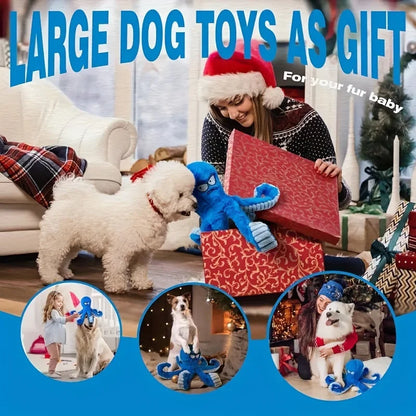 the OCTOPLAY CHEW BUDDY - Octopus Pet Plush Toy, Cat/Dog Squeaker, Squeaky Bite Resistant Puppy Interactive Training Teeth Cleaning Chew Toys