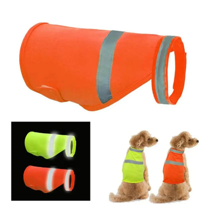 Reflective Dog Safety Vest Breathable Adjustable Puppy Visibility Jackets Comfortable Bright Orange Pet Fluorescent Clothes