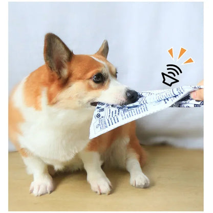 the NEWS DOG - Bite-Resistant Newspaper Dog Toys, Funny Squeaky Sounder, Sounding Paper Small/Medium Chew Dog Toys, French Bull, Easy Clean, Puppy