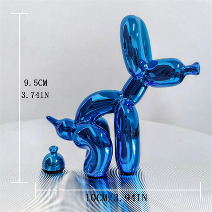 Cute Balloon Dog Puppy Poop Statue Resin Animal Sculpture Home Decor Resin Craft Office Decor