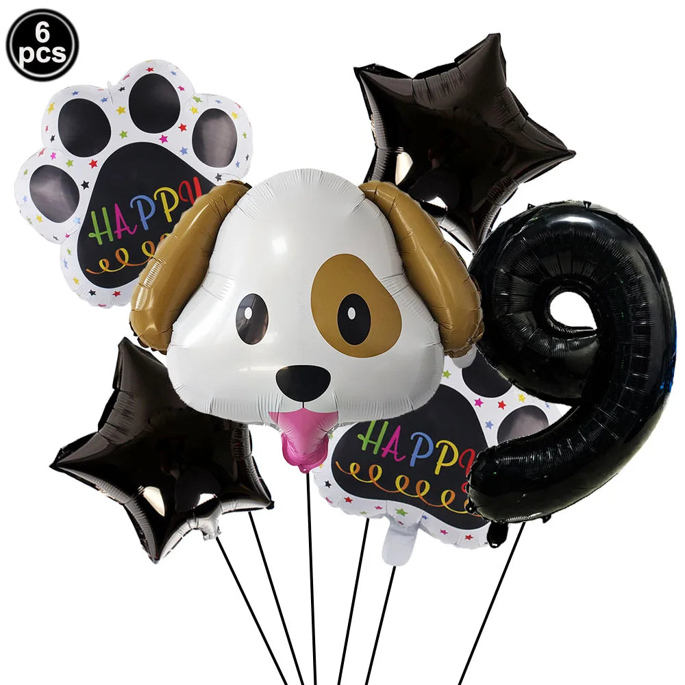 Dog Theme Party Digital Balloon Dog Head Dog Paw and Pink Dog Bone Shaped Foil Balloon Baby Shower Kids Birthday Pets Decoration
