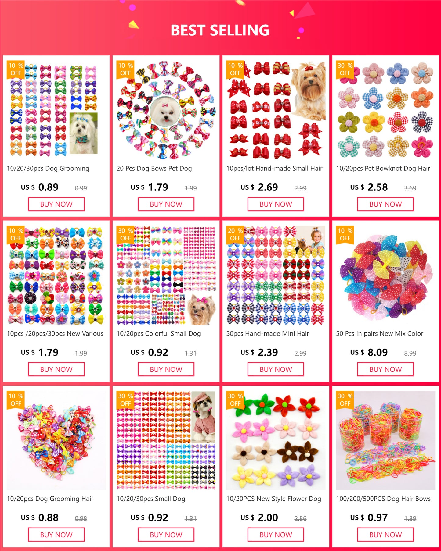 12PCS Lace Dogs Hair Bows With Dotted Dog Hair Rubber Bands Colorful Grooming Dog Hair Bowknot For Puppy Pet Products Pet Items