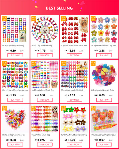 12PCS Lace Dogs Hair Bows With Dotted Dog Hair Rubber Bands Colorful Grooming Dog Hair Bowknot For Puppy Pet Products Pet Items