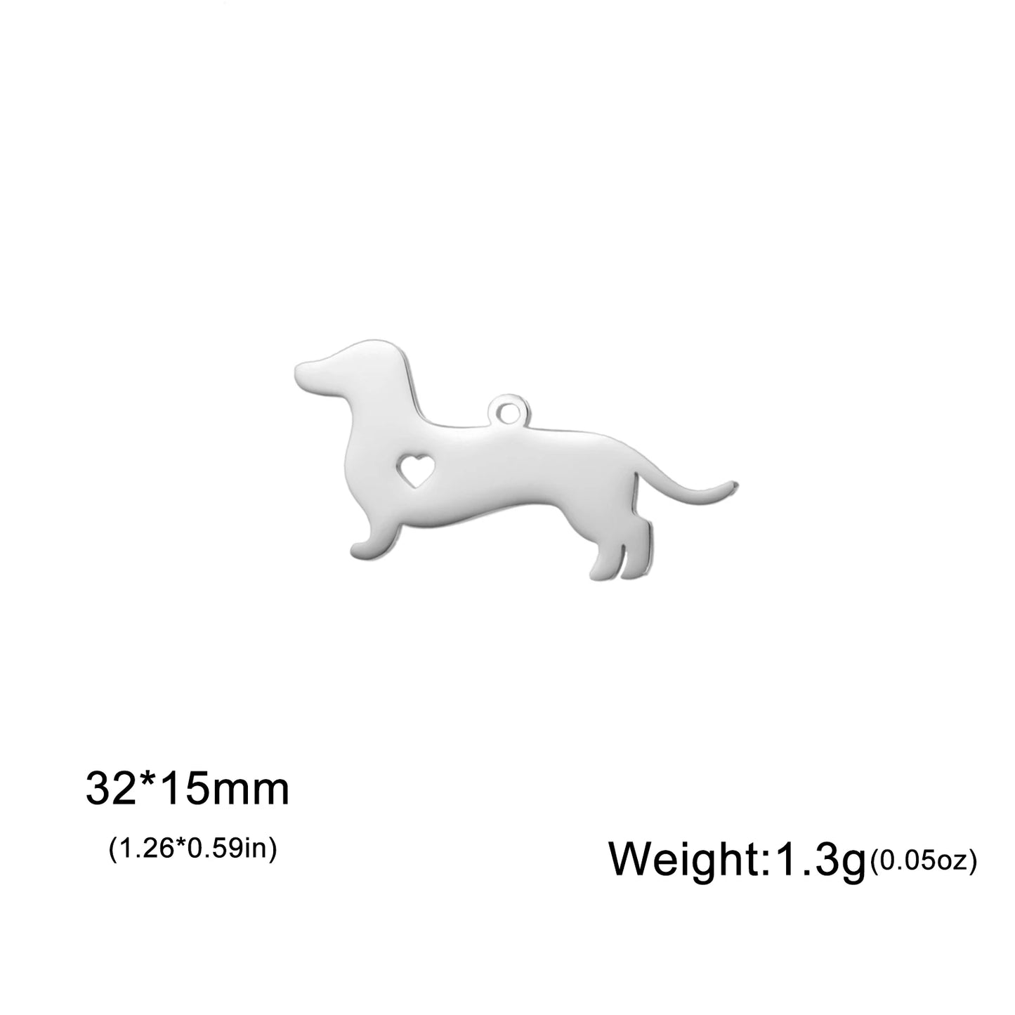 5 pieces/batch Cute Sausage Dog Wolf Pendant Stainless Steel DIY Earrings Bracelet Jewelry Fashion Jewelry Making