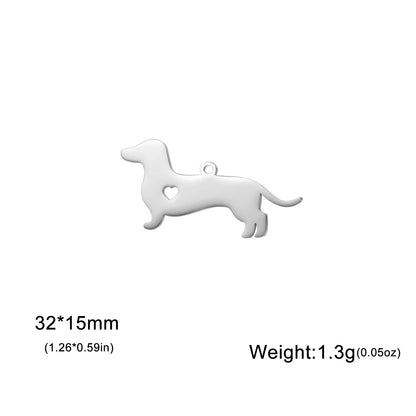 5 pieces/batch Cute Sausage Dog Wolf Pendant Stainless Steel DIY Earrings Bracelet Jewelry Fashion Jewelry Making