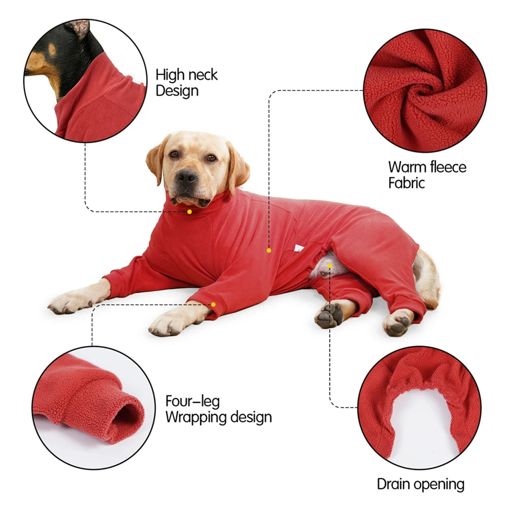 4-Legs Dog Coats Warm Fleece Clothes for Small Medium Large Dogs Dog Cold Weather Outfit Full Body Cover Dog Snowsuit