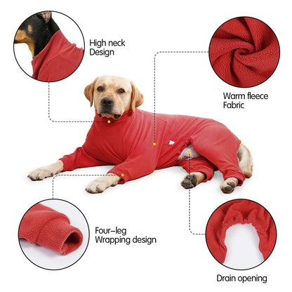 4-Legs Dog Coats Warm Fleece Clothes for Small Medium Large Dogs Dog Cold Weather Outfit Full Body Cover Dog Snowsuit
