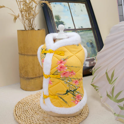 New Year Chinese Style Pet Dog Tang Suit  Warm Pet Vest Clothes Festival Small Dogs Winter Jacket Dog Costume Outfits