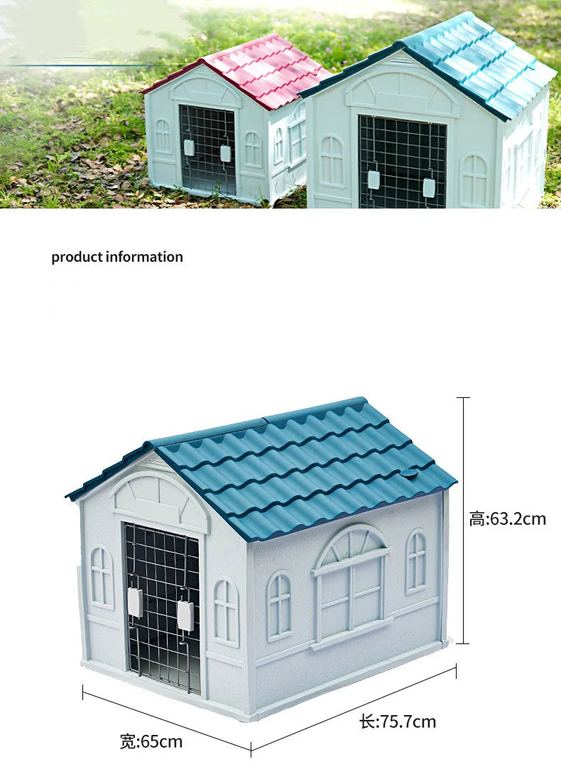 Luxury Dog House Series Outdoor Small Medium Large All Season Rainproof Plastic Kennel Dog House With Window