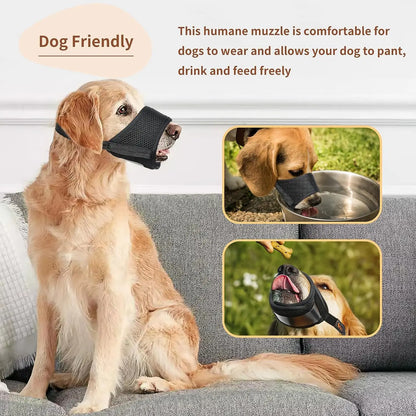 the ANTI-BITE DOG MUZZLE - Soft Air Mesh Dog Muzzle for Small, Medium & Large Dogs – Anti-Bite, Anti-Bark, Anti-Chew, Breathable, Drinkable & Adjustable
