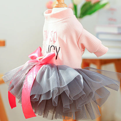 Fancy Bowtie Pet Dress For Dogs Spring Summer Puppy One Piece Apparel Girl Female Luxury  Formal Cat Wear Yorkshire Terrier Item