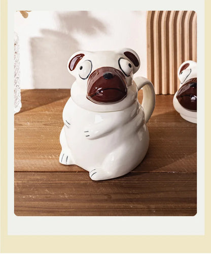 Funny Pug Dog Mug Large Ceramic Cup Cute Creative Gift for Boyfriend Birthday Present