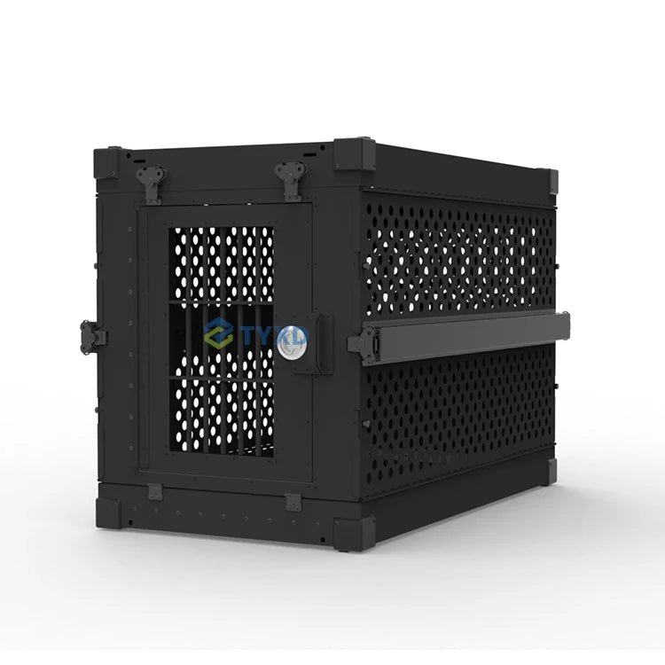 the ALUMINUM DOG CRATE - Impact Strong German Shepherd XL/Large Aluminum Collapsible Dog Travel Crate, Extra Large Folding Animal Cage
