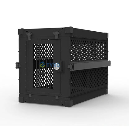 the ALUMINUM DOG CRATE - Impact Strong German Shepherd XL/Large Aluminum Collapsible Dog Travel Crate, Extra Large Folding Animal Cage