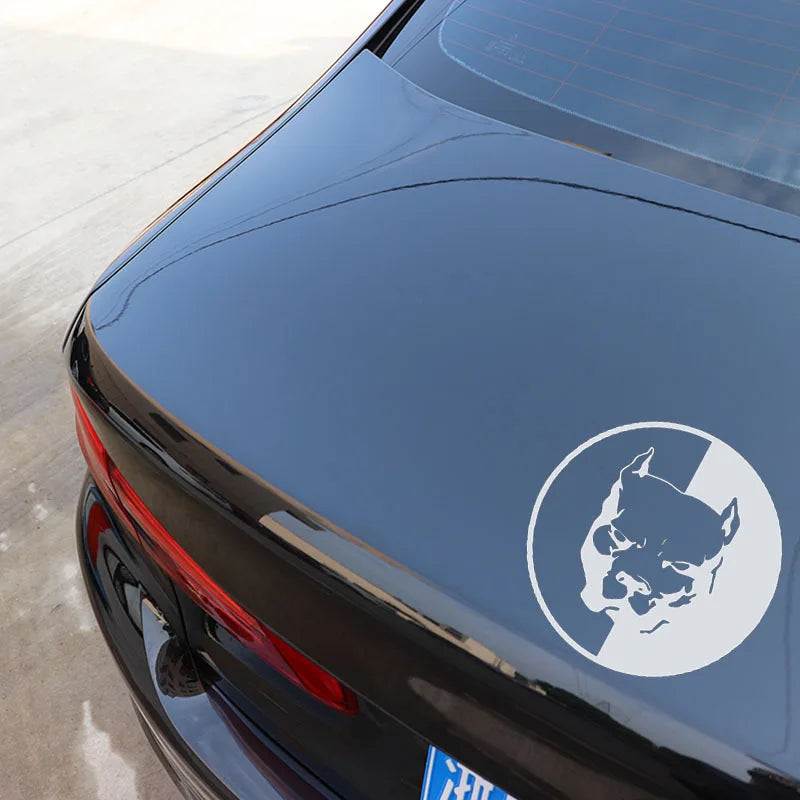 Bulldog Car Stickers Reflective Decals Funny Waterproof Pitbull Dog Car Vinyl Decals Decoration for Fuel Tank Cap 12cmx12cm