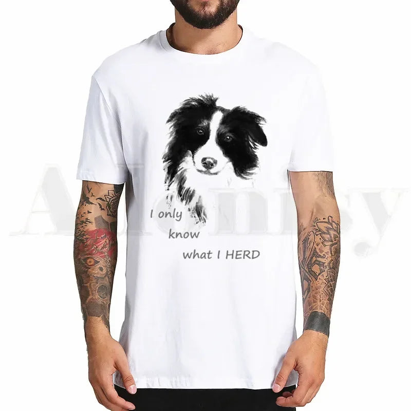 the BORDER COLLIE - Border Collie Print T-Shirt, Hip Hop Girl Print Top Tees, Harajuku Dog Cartoon Funny Kawaii Art T-Shirts, Men Fashion Summer T-Shirts
