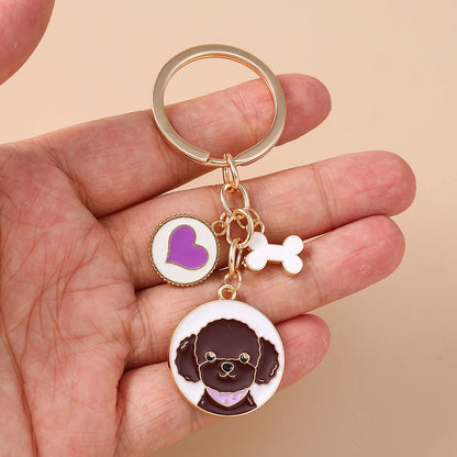 Cute Enamel Puppy Dog Keychain Cartoon Animal Key Ring Pendants for Women Girls Handbag Accessories DIY Jewelry Gifts