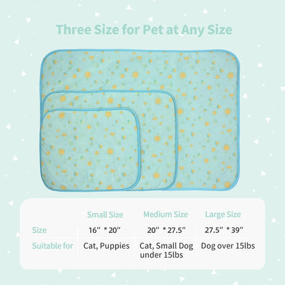 Pet Cooling Mat Ice Silk Cooling Mat with Pillow for Dogs Cats Portable Washable Pet Cooling Blanket, Car Seats, Beds for Summer