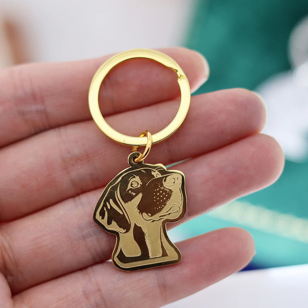 Stainless Steel Charms French Bulldog Dog Men's Trendy Punk Keychain for Women Men Jewelry Kids Gifts Key Bag Deco Accessories